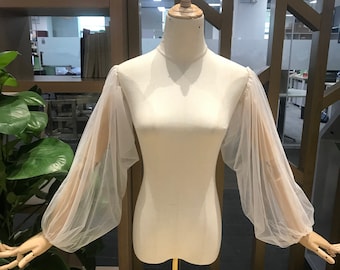 Manches bouffantes pour robe de mariée, tulle pur doux, manches longues pour robe de mariée, accessoire de mariage, manches amovibles, manches de robe amovibles