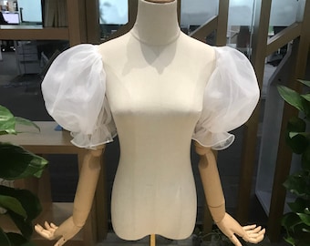 Bridal Puff Sleeves, Independent Removable Sleeves, Collarless Sleeveless Bandeau Wedding Dress Sleeves, Detachable Sleeves, Dress Sleeves