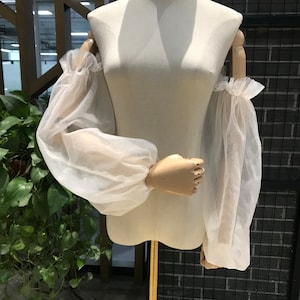 パフブライダルスリーブ、シンプルなチュールブライダルウェディングドレススリーブ、ウェディングアクセサリー、取り外し可能なスリーブ、取り外し可能なドレススリーブ