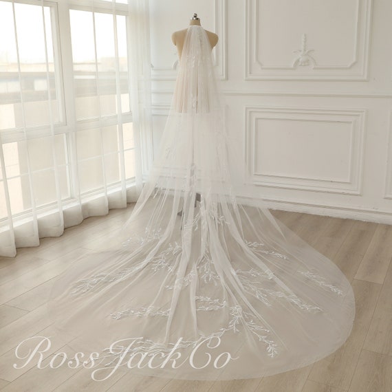 Bridal Veil Tree Branch, Hand Sewn Tree Lace Veil, One Tier  display picture 1