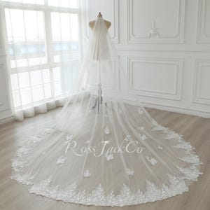 Sequin Lace Starfish Seaweed Bridal Veil, Soft Tulle Beach Themed Bridal Veil 1 Tier, Unique Starfish Bridal Veil Royal Wedding Veil