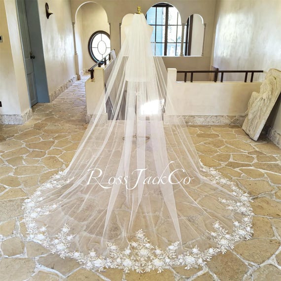 Veil Sequins Floral, Wedding Veil Fairy Ivory Flower  display picture 2