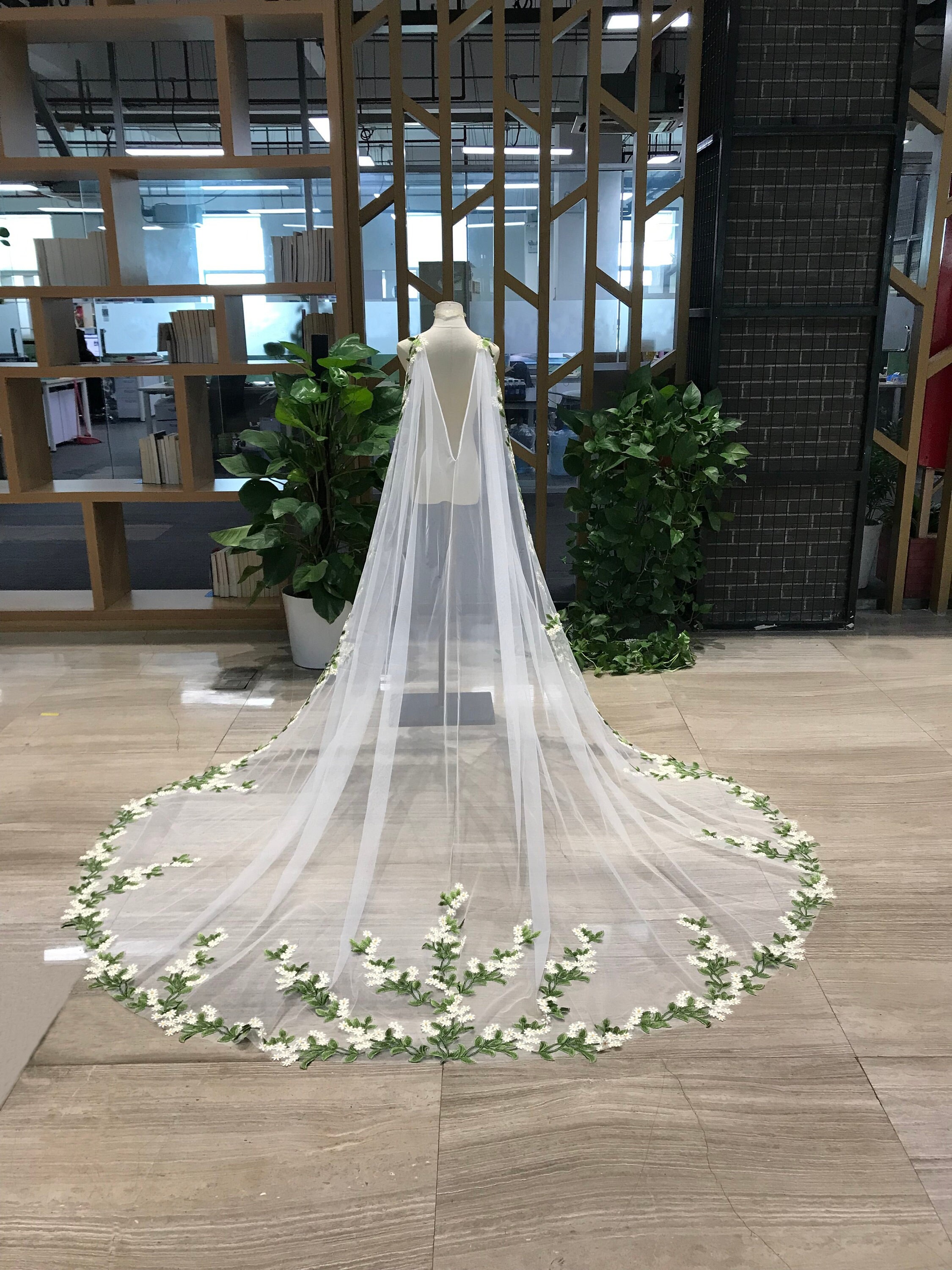 Pearled Wedding Veil 1 Layer Royal Cathedral Bridal Veil- Camille | Eden Luxe Bridal