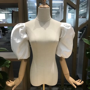サテンのウェディングドレスのパフスリーブ、短くてかわいい小さな袖、取り外し可能なフェイクスリーブ、取り外し可能な袖、取り外し可能な白いドレスの袖