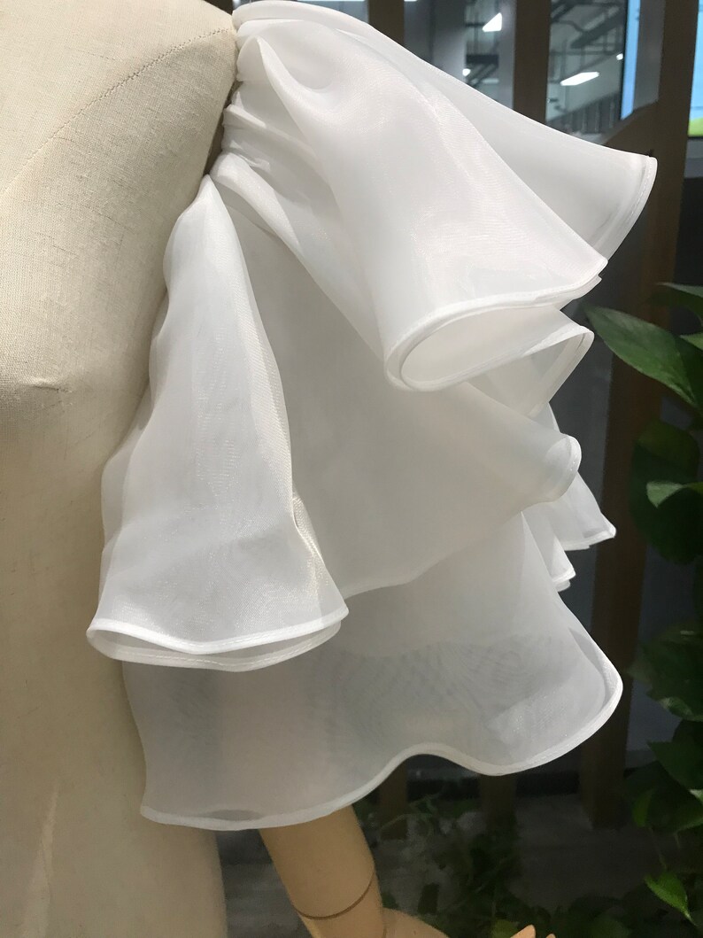Layered Ruffled Sleeves Wedding Sleeves, Organza Stain Double-layer Ruffled Puffy Sleeves ...
