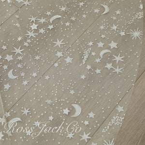 Dreamy Sparkly Veil Wedding, Silver Starry Moon and Star Bridal Veil, Veil Wedding Cathedral, 1 Tier Veil With Comb, Star light Veil