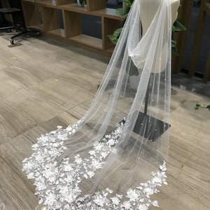 Bridal Cape Veil Flowers Crystals And Pearls