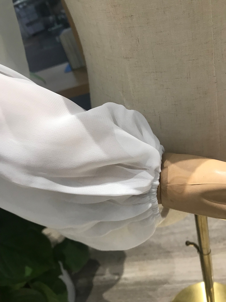 Chiffong Elfenbensvita Brudärmar, Brudklänningsärmar, Bröllopsaccessoar, Avtagbara ärmar, Avtagbara klänningsärmar, Svarta chiffongärmar bild 4