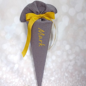 Sac Kita, cartable, sac à sucre, sac de maternelle en mousseline / gris - 35/70 cm