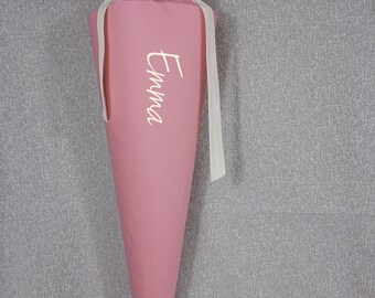 Kitatüte, school cone, candy cone, kindergarten cone made of cotton / old pink - 35/70 cm