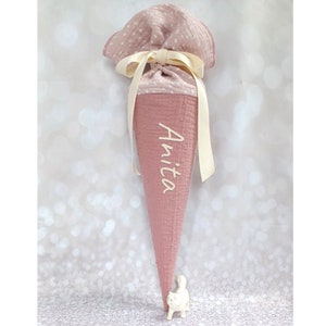 Sac Kita, cartable, sac à sucre, sac de maternelle en mousseline / rose poudré/vieux rose - 35/70 cm