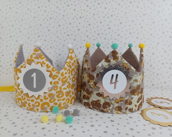 Birthday crown, fabric crown, muslin crown, birthday party crown, crown for birthday child, birthday, birthday crown with ribbons