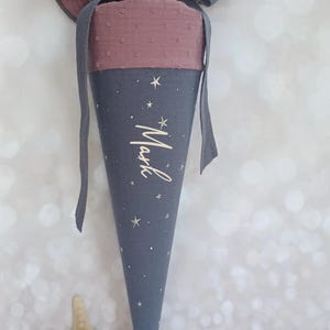 Sac Kita, cartable, sac à sucre, sac de maternelle en mousseline / violet/gris antracite - 35/70 cm