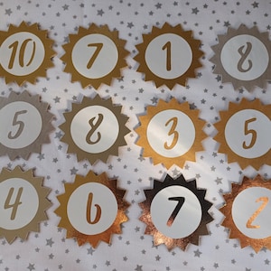 Self-adhesive numbers, numbers for birthday crowns, single buttons, number buttons made of SnapPap, birthday crowns, children's crowns