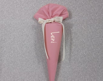 Kitatüte, Zuckertüte, Kindergartentüte, Schooltüte made of cotton / dusky pink - 35/70 cm