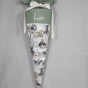 Cartable, sac à sucre en tissu coton vert kaki 70 cm