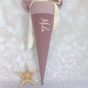Sac Kita, cartable, sac à sucre, sac de maternelle en mousseline / violet/mauve - 35/70 cm