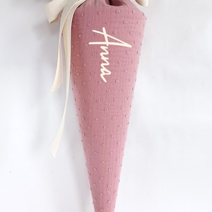 Sac Kita, cartable, sac à sucre, sac maternelle en mousseline / Dusty Rose - 35/70 cm