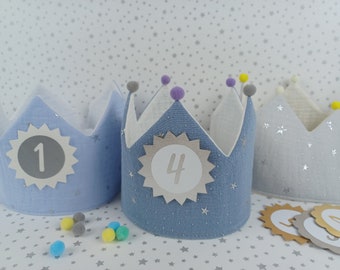 Birthday crown, fabric crown, muslin crown, birthday party crown, crown for birthday child, birthday, birthday crown