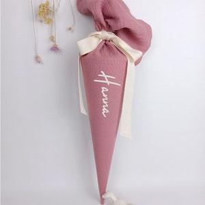 Sac Kita, cartable, sac à sucre, sac de maternelle en mousseline / vieux rose - 35/70 cm
