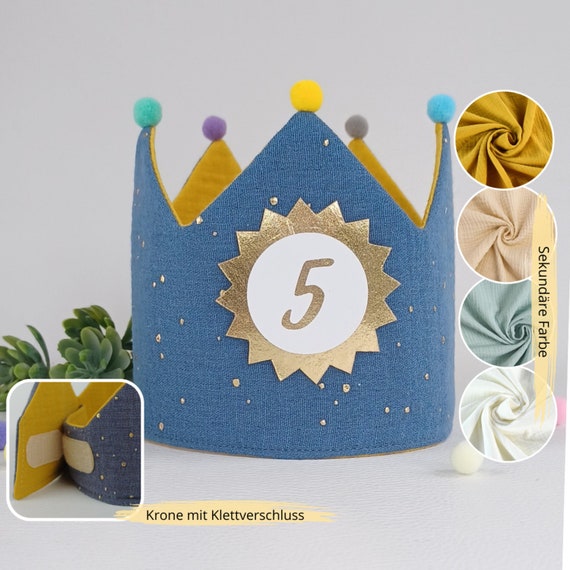 Corona Compleanno Reversibile In Mussola BJORKI - Con Numeri 1-10, Regolabile (Unisex) - Foto 2