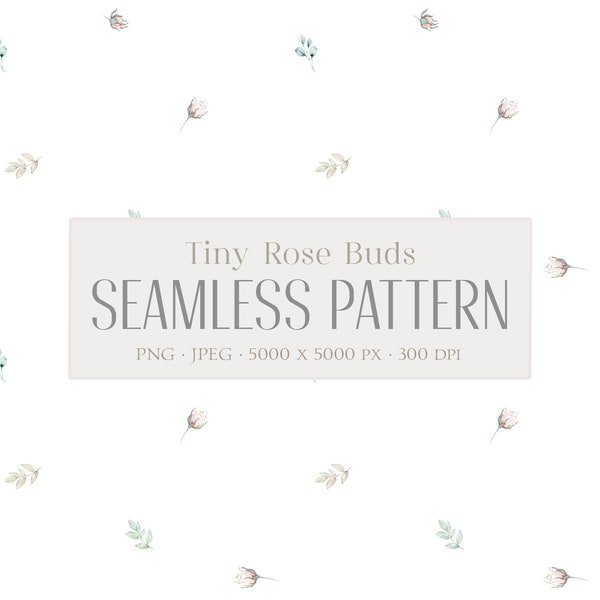 Tiny Flowers Seamless Pattern Watercolor Floral Pattern Pale Pink Rose Flower Bouquet Digital Paper Download Fabric Pattern PNG Clipart