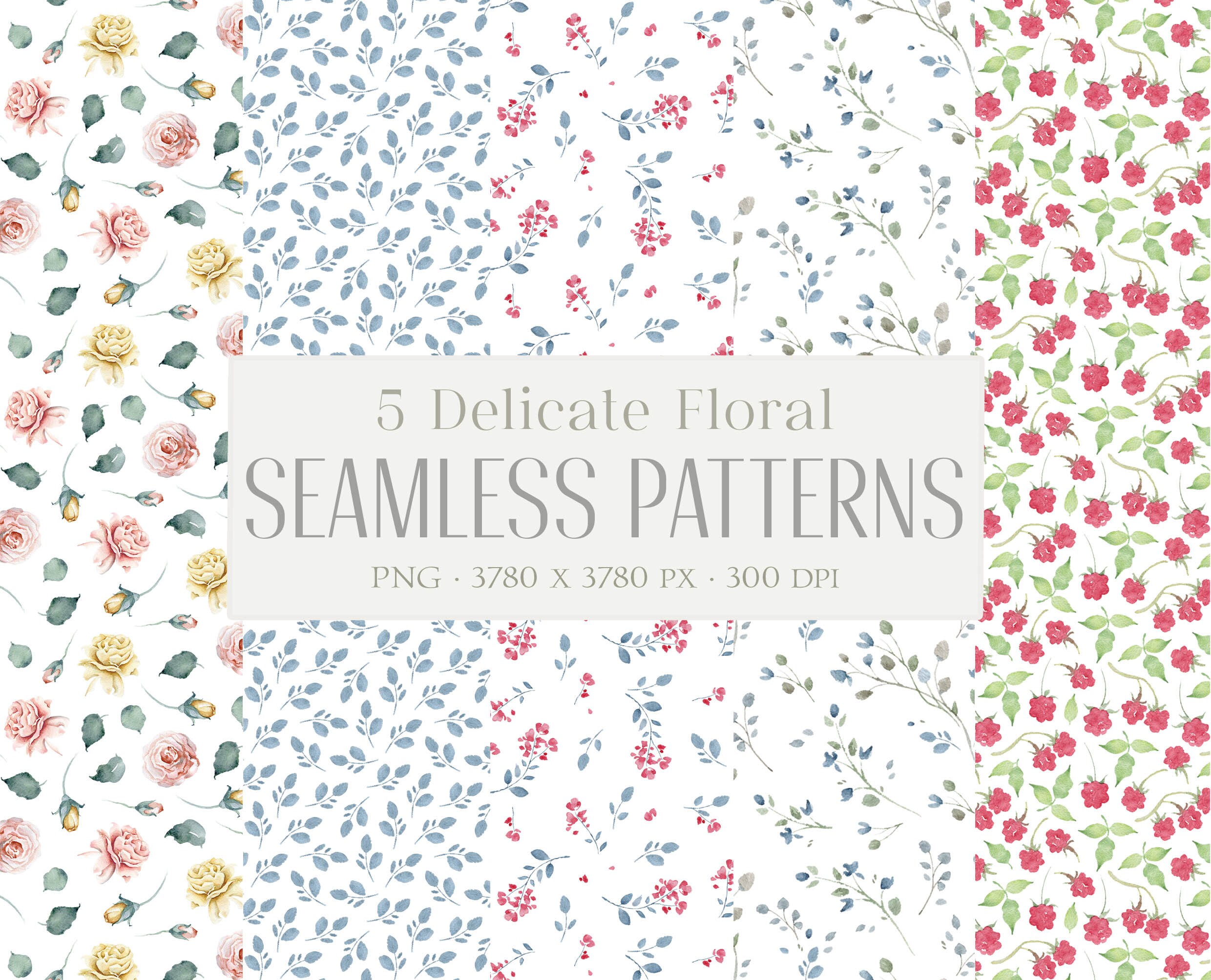Floral Sem Costura Padrão Aquarela Flores Rosa Verdura Folhas Verdes Ramo Planta Papel De Parede Digital Baixar Tecido Padrão PNG
