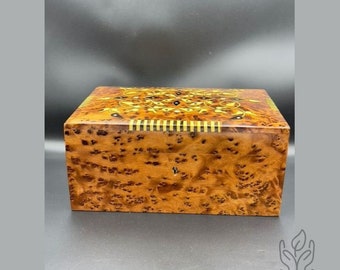 Boîte en bois de Thuja faite à la main - Organisateur de bijoux artisanaux marocains - Rangement de souvenirs