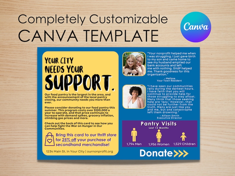 Nonprofit Donor Mailer Postcard Canva TEMPLATE - Etsy