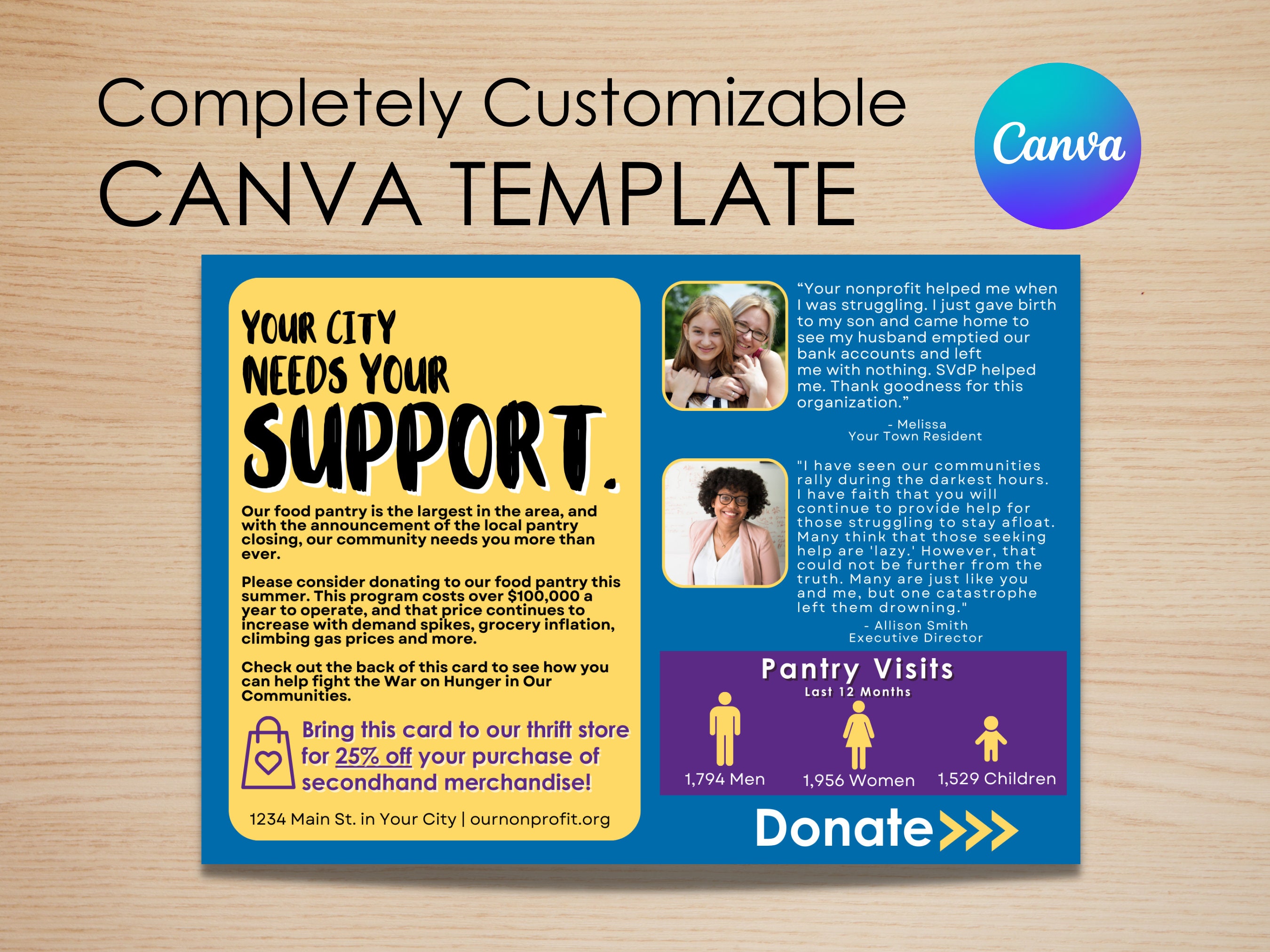 Nonprofit Donor Mailer Postcard Canva TEMPLATE Etsy