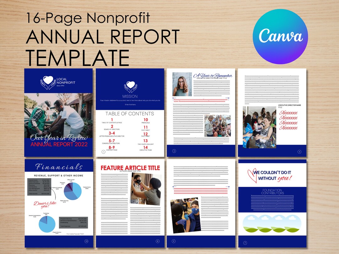 Nonprofit Annual Report CANVA TEMPLATE 16 pages Lengthy Etsy Nonprofit Annual Report CANVA TEMPLATE 16 pages Lengthy Etsy