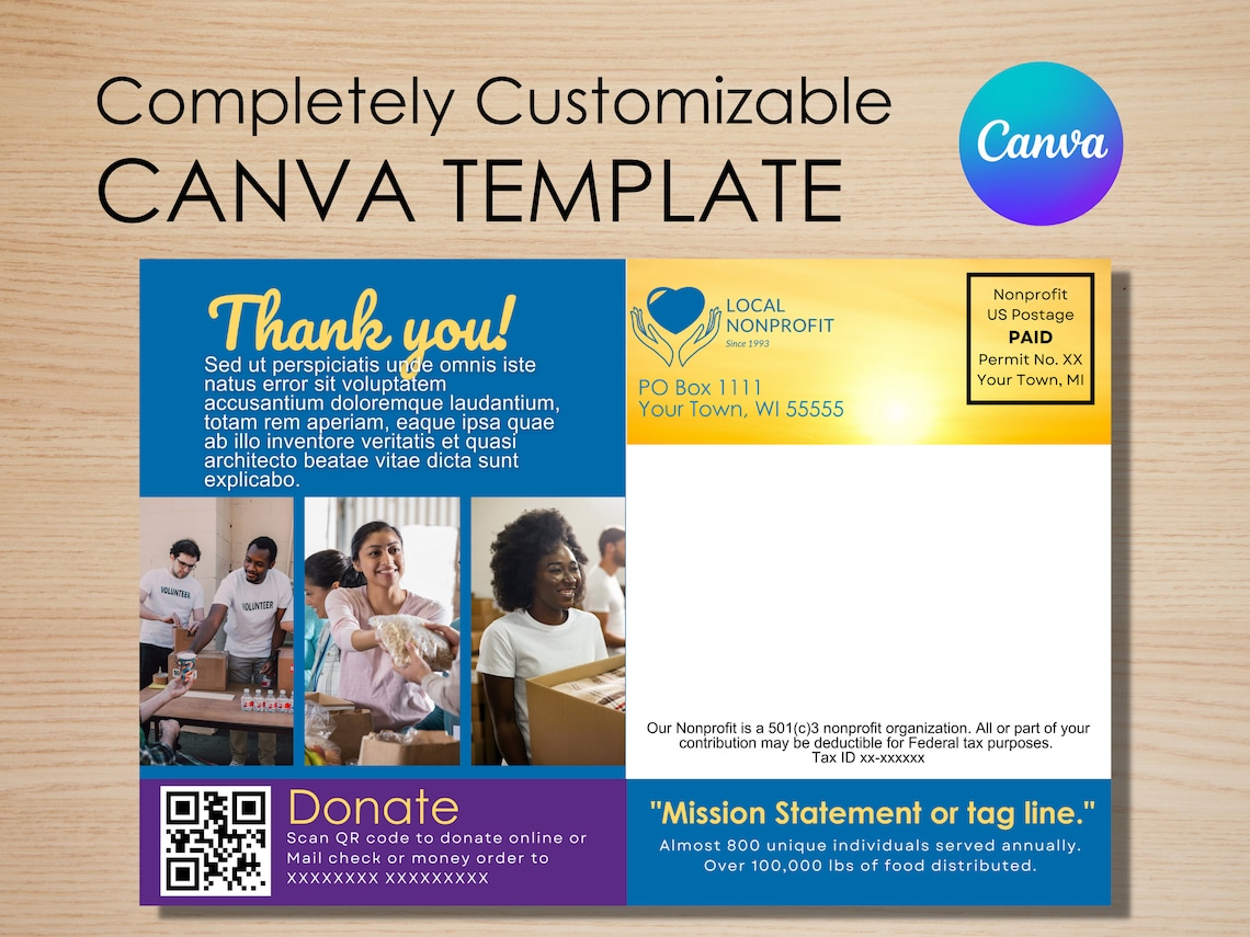Nonprofit Donor Mailer Postcard Canva TEMPLATE Annual Report Postcard ...