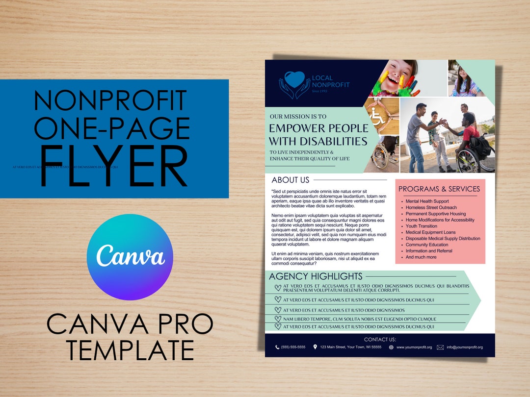Nonprofit Flyer TEMPLATE One-page Canva Design for Fundraising and ...