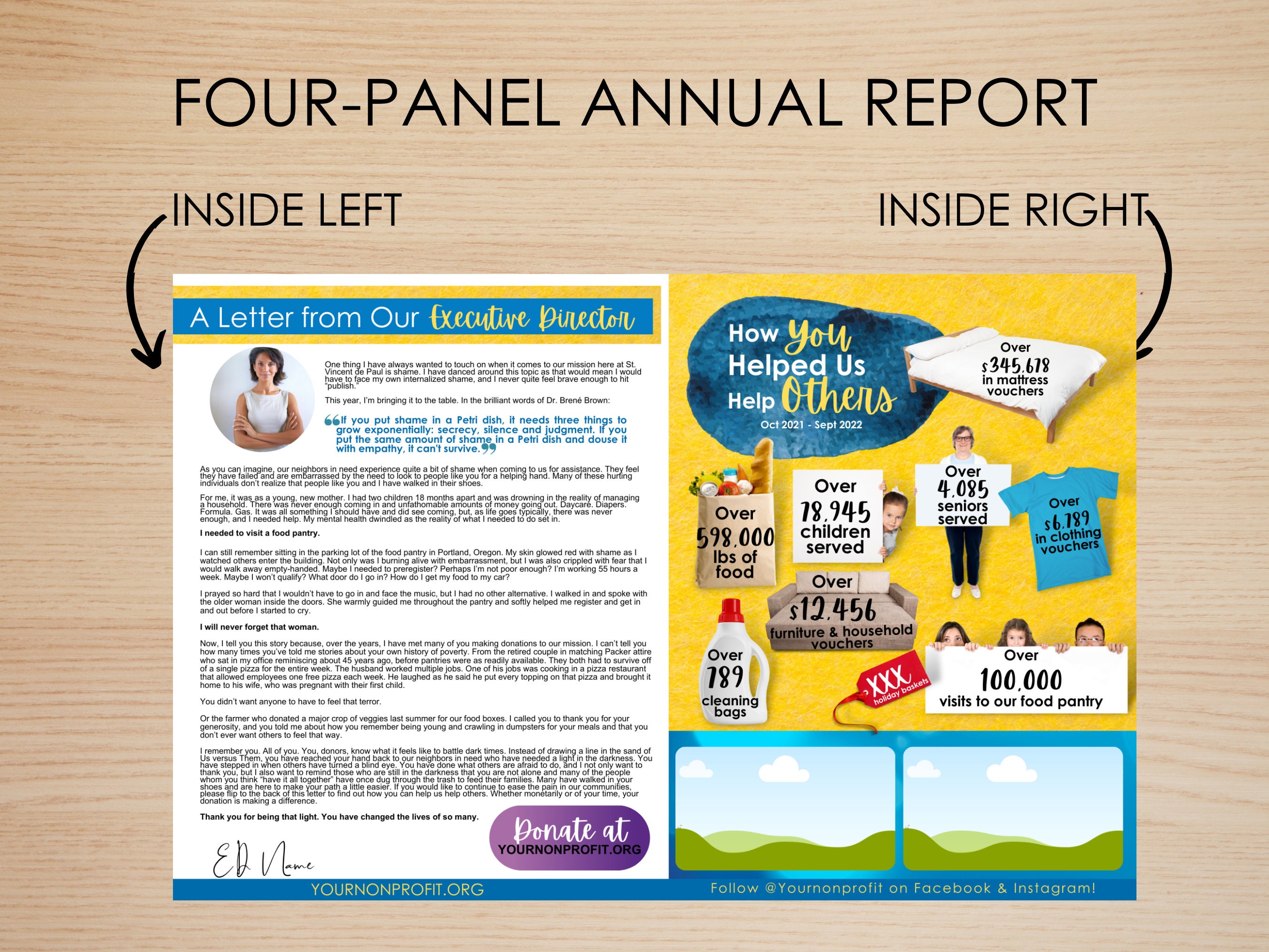 11x17 Nonprofit Annual Report Brochure Canva TEMPLATE 4 Page Canva