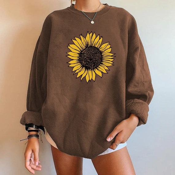 Oversized Sweatshirt Sunflower Print 