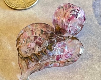 Shades Of Pink And Lavender Lampwork Heart Pendant-42 x 30mm-Jewelry Design Component