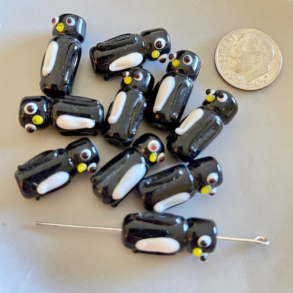 Vintage Lampwork Penguin Beads-20mm-Jewelry Components-Earrings-Bracelets