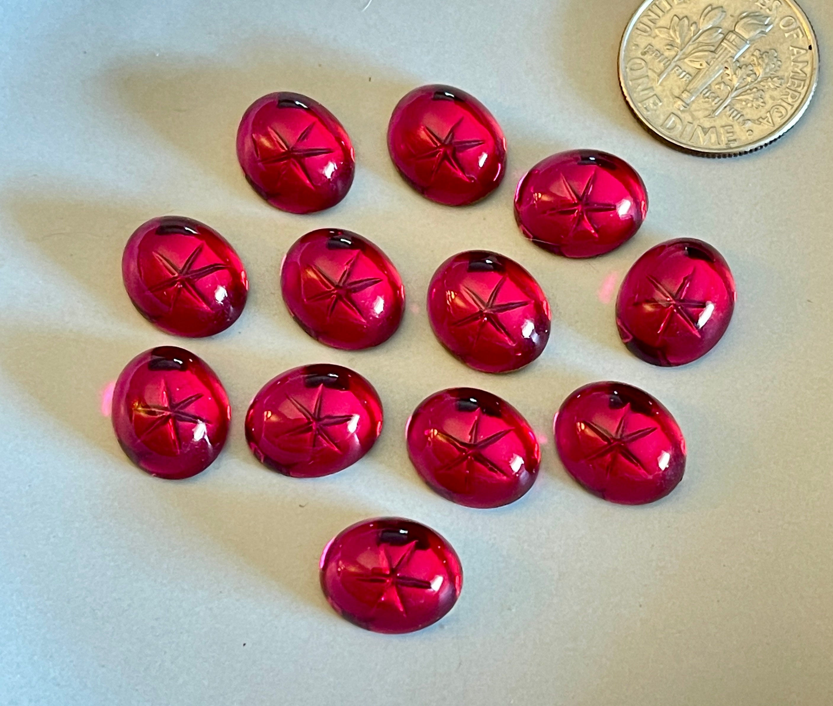 Lot (40) Austrian D.S vintage ruby red round faceted glass beads