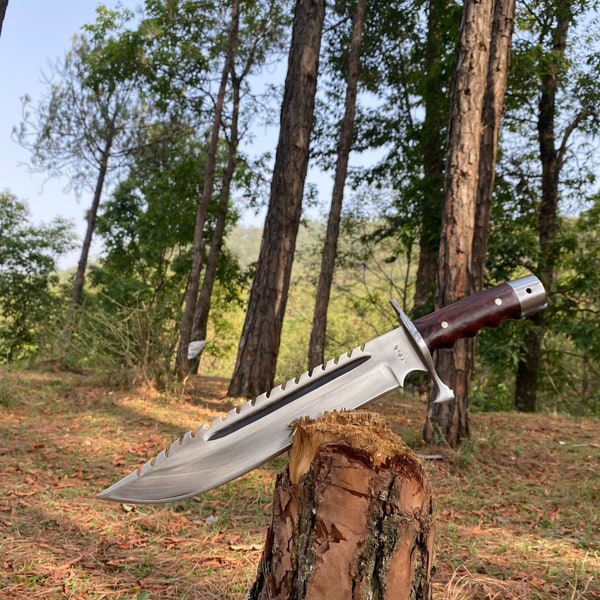 Handmade Rambo Knife with Dragon Blade, 12-inch Aesthetic Hunting Knife with Sheath, Ready to use Sharp knives, Personalized Gifts for Dad