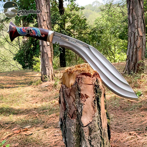 3 Fuller Designer Kukri Knife, Real Knife with Jewelry Stone Embedded Sheath & Handle, Chinese Dragon Art Collectibles Home Décor Gifts