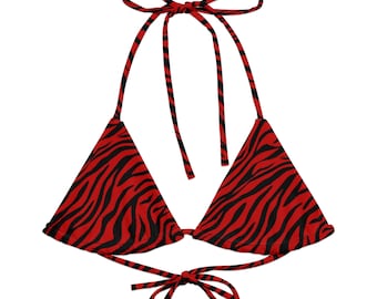 Zebra Bikini Top in Crimson Goth Bikini Heavy Metal Bikini Rock and Roll Bikini Womens Fashion Punk Bikini Punk Fashion Western