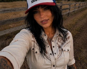 Giddy Up or Shut Up Trucker Hat Western Wear Cowboy Style Cowgirl Hat Cowboy Hat Mesh Trucker Hat