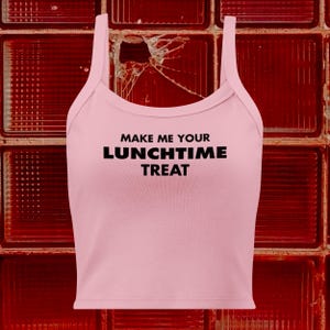 Lunch Time Treat Women’s Micro-Rib Tank Top Fun Vintage Style Tart Card Slogan T-Shirt