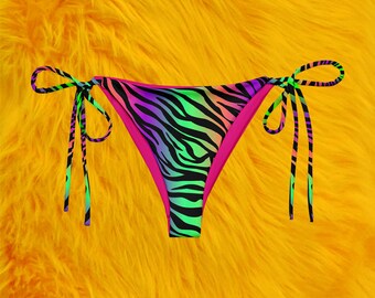 Motley Zebra Bikini Bottom Goth Bikini Rock and Roll Heavy Metal Fashion Womens Fashion Punk Bikini Punk Fashion Western Raver