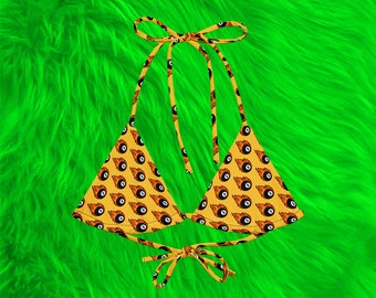 Flamin' 8 Bikini Top in Honey Goth Bikini Rock and Roll Bikini Heavy Metal Fashion Womens Fashion Punk Bikini Punk Fashion Western