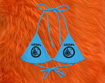 Gimme Gimme Bikini Top in Cerulean Goth Bikini Heavy Metal Bikini Rock and Roll Bikini Womens Fashion Punk Bikini Punk Fashion Western