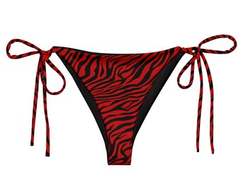 Zebra Bikini Bottom in Crimson Goth Bikini Heavy Metal Bikini Rock and Roll Bikini Womens Fashion Punk Bikini Punk Fashion Western