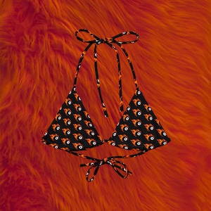 Flamin&#39; 8 Top bikini in Panther Goth Bikini Rock and Roll Bikini Heavy Metal Moda Donna Moda Punk Bikini Punk Moda Western