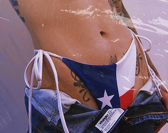 Lone Star Bikini Bottom Western fashion Texas Flag Bikini USA Bikini American Pride Womens Texas Swimwear Lone Star State Flag
