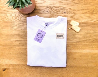 Biscuit embroidered white t-shirt  | cute design | be nice | biscuit lover gift